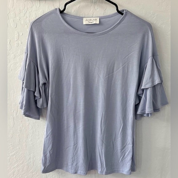 Anthropologie Purple Lavender Field Ruffle Tiered Short Sleeve Top Small - Picture 2 of 5